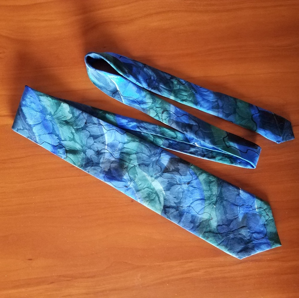 Robert Daskal Silk Blue Green Tie 61